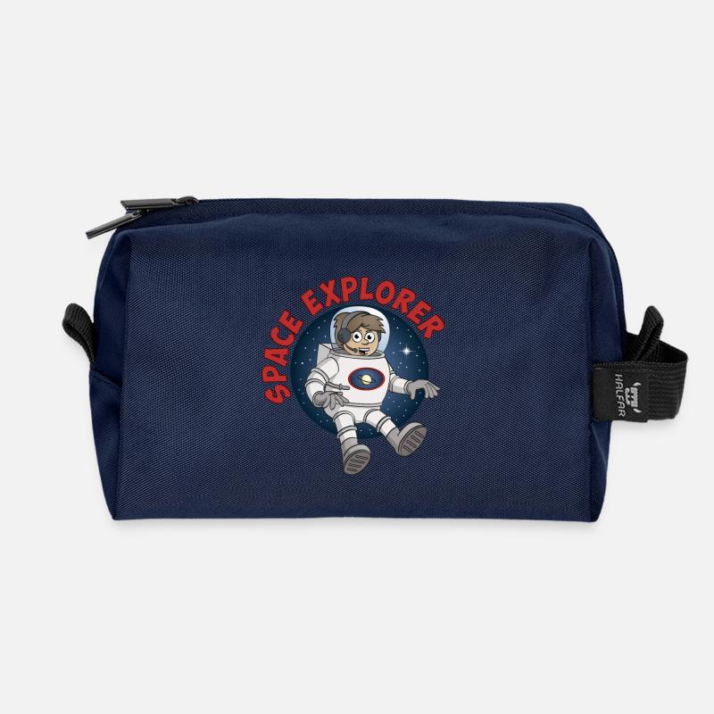 "Space Explorer" Astronaut auf rundem Hintergrund. - Recycelte Kulturtasche - Navy