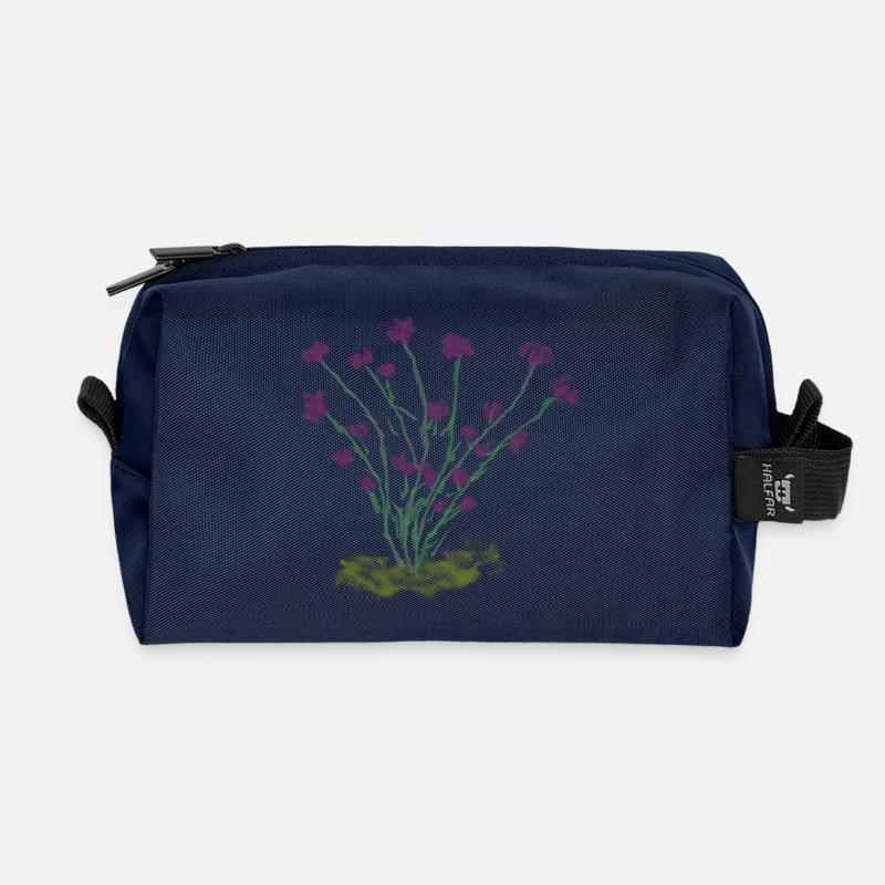 Florale Wildblumenzeichnung - Recycelte Kulturtasche - Navy