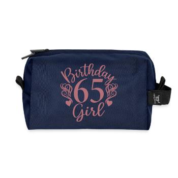 65th Birthday Women Her Birthday Girl 65 Years Old - Recycled Toiletry Zip Bag - navy - Front