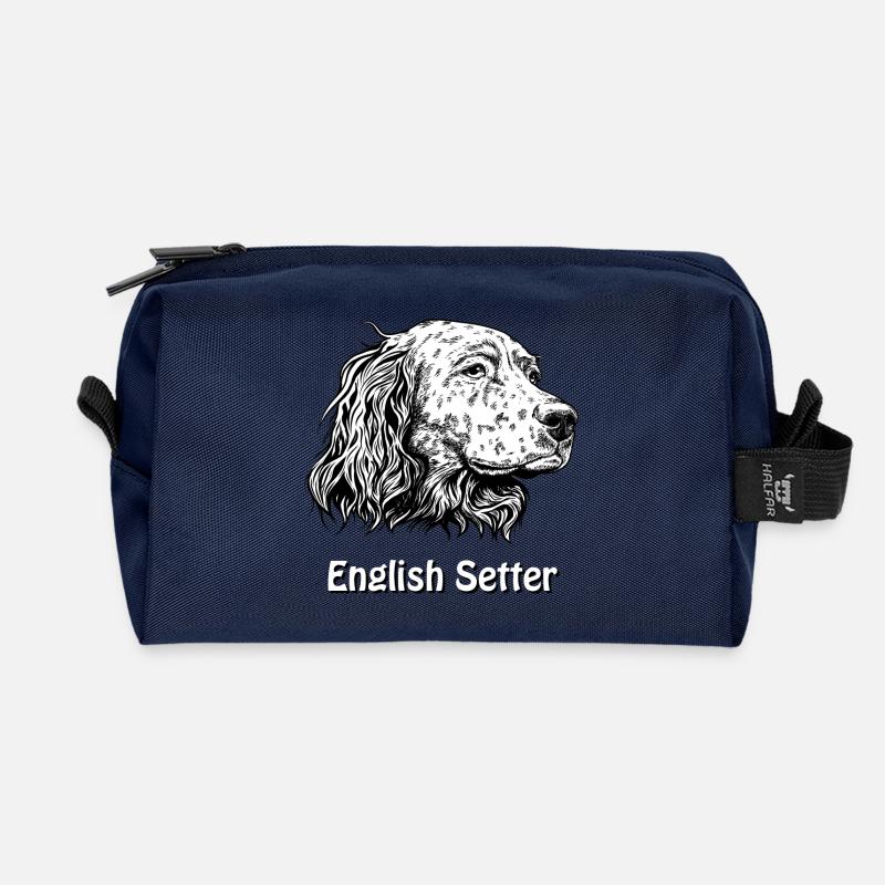 English Setter Portrait - Recycelte Kulturtasche - Navy