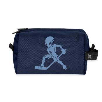 Alien Ice Hockey Player Silhouette Minimalist - Recycled Toiletry Zip Bag - navy - Front