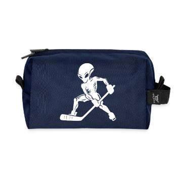 Alien Ice Hockey Player Silhouette Minimalist - Recycled Toiletry Zip Bag - navy - Front