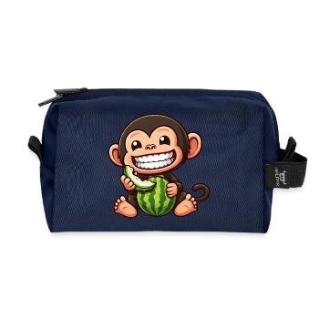 Singe, Chimpanzé, Melon, Melon, Melon Miel - Trousse de toilette en tissu recyclé - marine - Devant