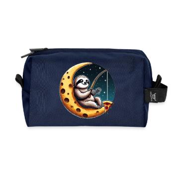 Sloth Angler Moon Pizza Space Space Fishing - Recycled Toiletry Zip Bag - navy - Front