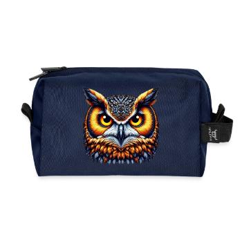 Eule - Recycelte Kulturtasche - Navy - Vorne