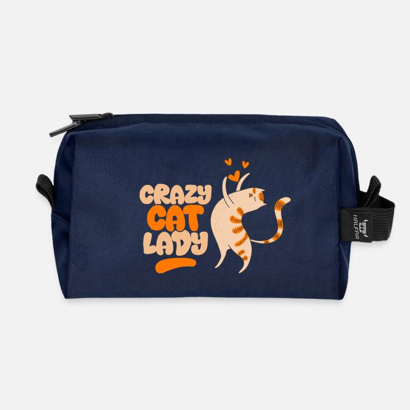 Crazy Cat Lady II - Recycelte Kulturtasche - Navy