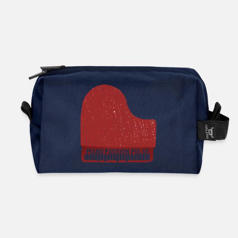 Piano Passion Pulse - Recycled Toiletry Zip Bag - navy