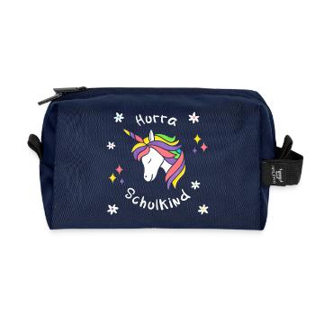 SCHULKIND Einhorn Einschulung - Recycelte Kulturtasche - Navy - Vorne