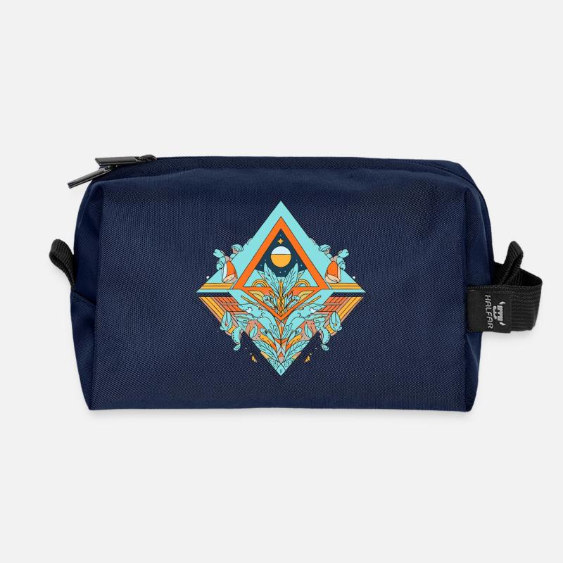Celestial Dreamscape Geometric Design - Recycled Toiletry Zip Bag - navy