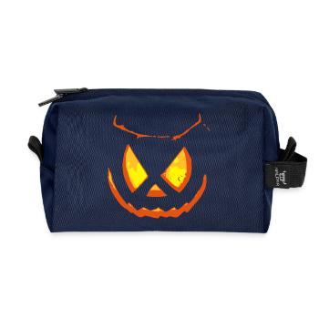 Pumpkin Face Halloween Weird - Recycled Toiletry Zip Bag - navy - Front