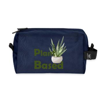 Plant Based: Green Design Illustrated Plant - Recycled Toiletry Zip Bag - navy - Front
