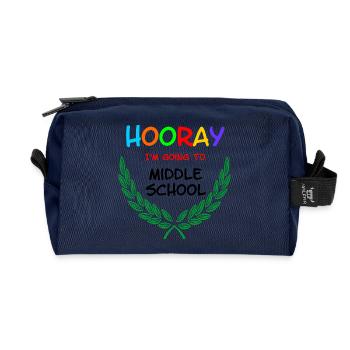 Hurra, ich gehe auf die Mittelschule** - Recycelte Kulturtasche - Navy - Vorne