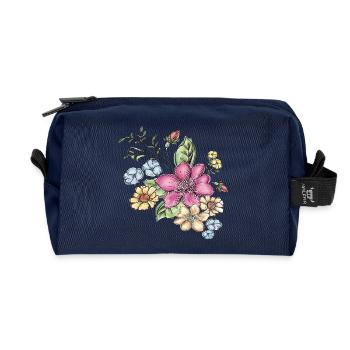 Floral floral pattern - Recycled Toiletry Zip Bag - navy - Front