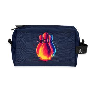 Retro Bowling - Recycled Toiletry Zip Bag - navy - Front