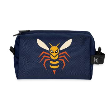 Angry Hornet – angular insect graphic - Recycled Toiletry Zip Bag - navy - Front
