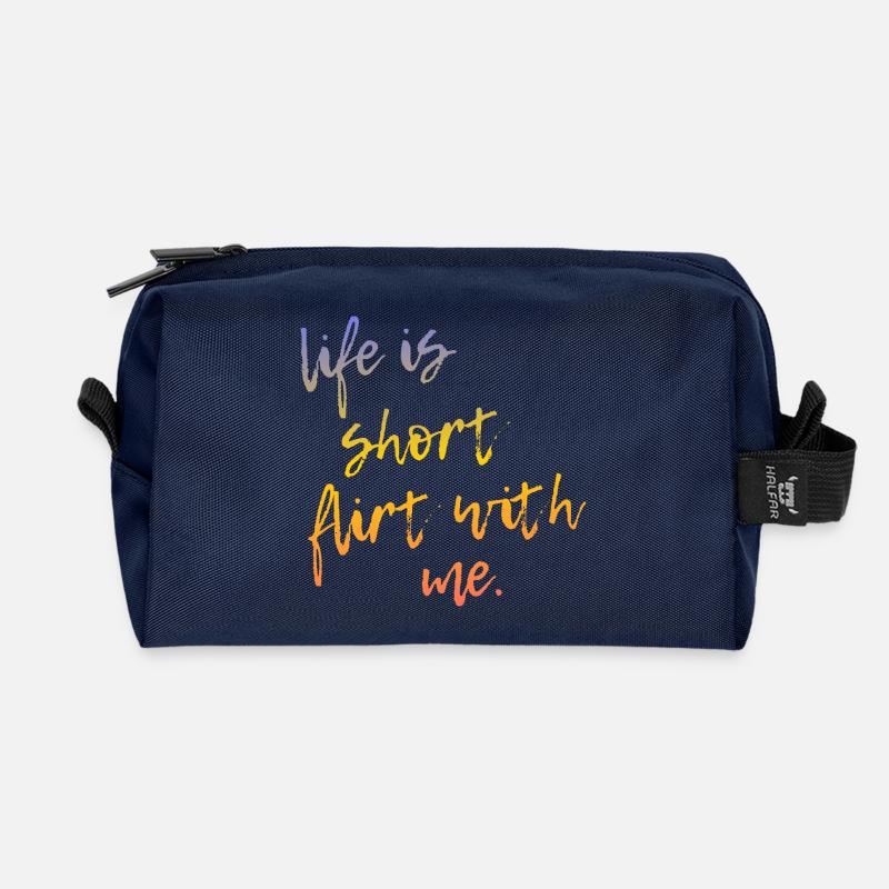 Life is Short Flirt With Me - Tour Gradient Script - Recycelte Kulturtasche - Navy