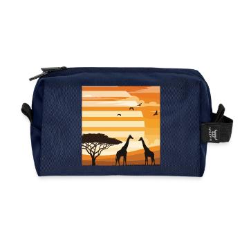 Safari Sunset Giraffe Africa Landscape Shirt - Recycled Toiletry Zip Bag - navy - Front
