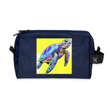 turtle - Recycled Toiletry Zip Bag - navy - Front