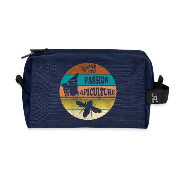 Passion for beekeeping: vintage smoker beekeeper - Recycled Toiletry Zip Bag - navy - Front