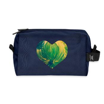 Cœur peint à la main par Martina Eßer - Trousse de toilette en tissu recyclé - marine - Devant