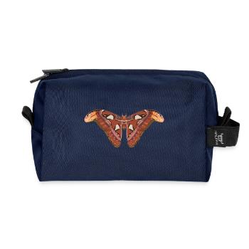 Schmetterlinge: Der Atlasspinner - Recycelte Kulturtasche - Navy - Vorne