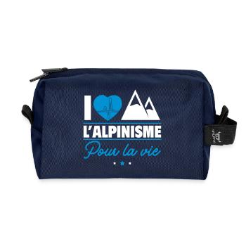 J'aime l'alpinisme – Pour la vie - Trousse de toilette en tissu recyclé - marine - Devant