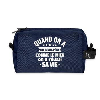 Un beau-père comme le mien, c'est le top - Trousse de toilette en tissu recyclé - marine - Devant