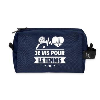 Je vis pour le Tennis - Trousse de toilette en tissu recyclé - marine - Devant