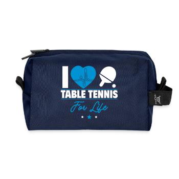 Ich liebe Tischtennis – Für wahre Ping-Pong-Fans! - Recycelte Kulturtasche - Navy - Vorne