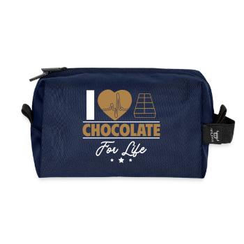 L’amour du chocolat pour la vie : seul le meilleur compte ! - Trousse de toilette en tissu recyclé - marine - Devant