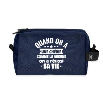 Une petite amie comme la mienne,couple,amoureux - Trousse de toilette en tissu recyclé - marine - Devant
