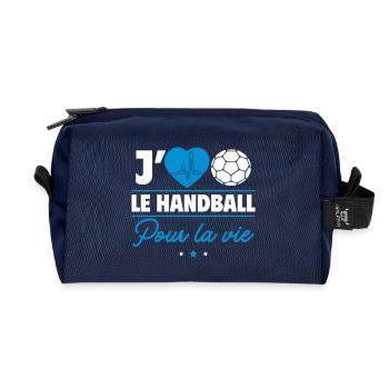 J’aime le handball pour la vie, c’est ma passion ! - Trousse de toilette en tissu recyclé - marine - Devant