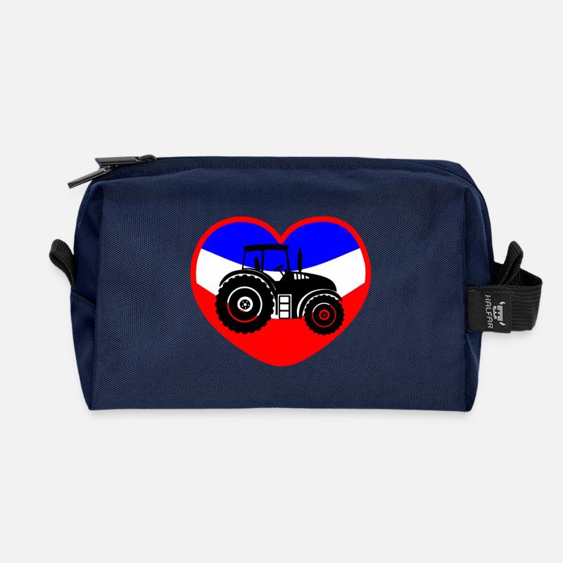 Flagge im Herzen des Bauernprotests mit Traktor - Recycelte Kulturtasche - Navy