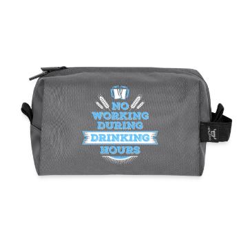 no working during drinking hour leisure beer break - Recycled Toiletry Zip Bag - anthracite - Front