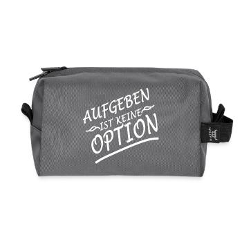 Aufgeben ist keine Option weiss - Geschenk - Recycelte Kulturtasche - Anthrazit - Vorne