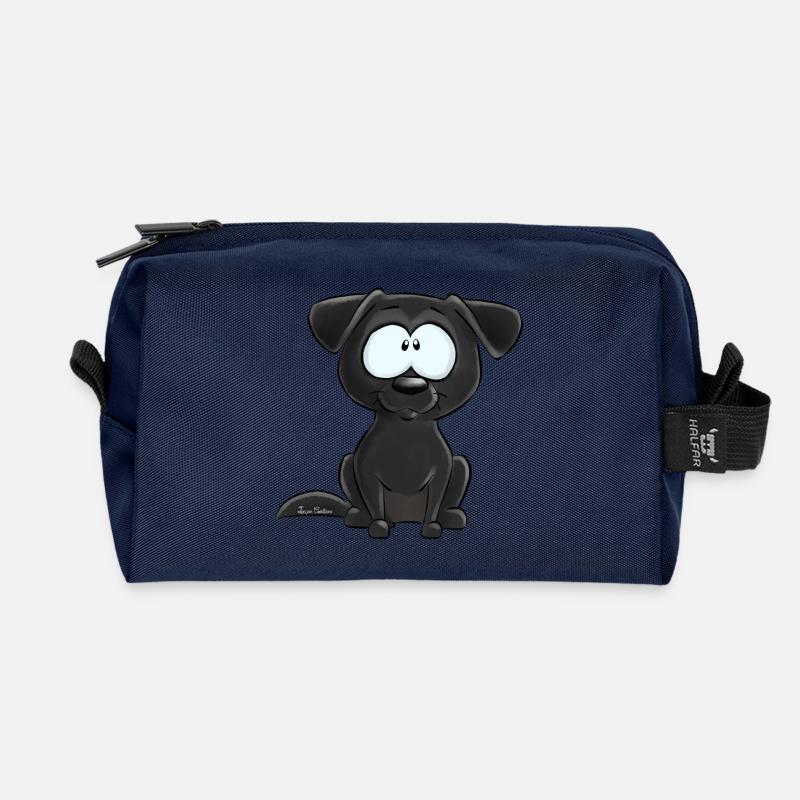 Schwarzer Labrador - Recycelte Kulturtasche - Navy
