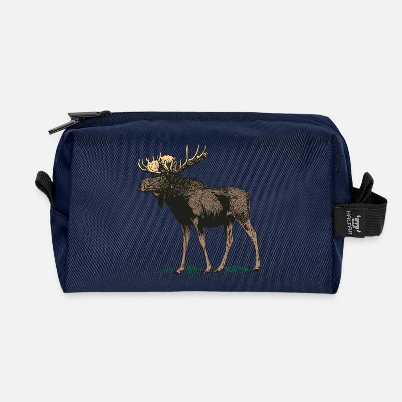Elch Gewei - Recycelte Kulturtasche - Navy