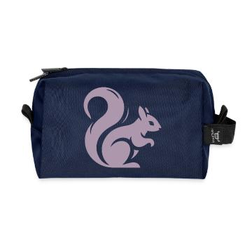 Minimalist Squirrel Silhouette - Recycled Toiletry Zip Bag - navy - Front
