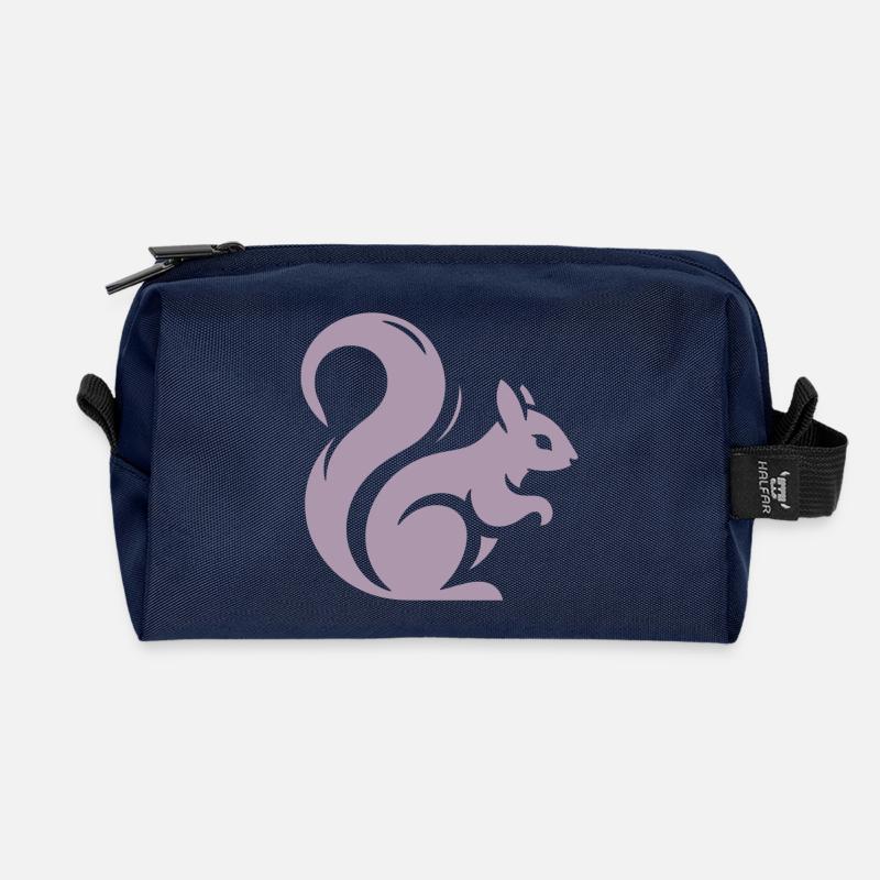 Minimalistische Eichhörnchen-Silhouette - Recycelte Kulturtasche - Navy