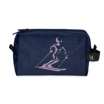 Alien skier silhouette for minimalist - Recycled Toiletry Zip Bag - navy - Front