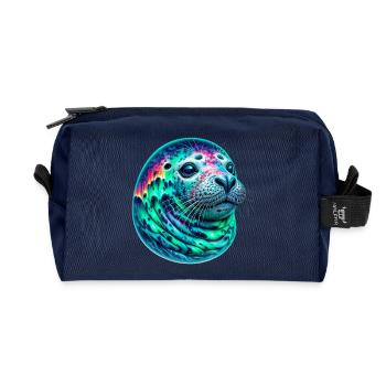 Aurora Borealis Siegel - Recycelte Kulturtasche - Navy - Vorne