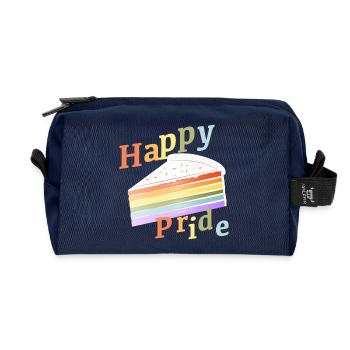 Stück Regenbogen Kuchen in zarten Pastellfarben - Recycelte Kulturtasche - Navy - Vorne