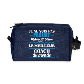 Pas parfait mais meilleur coach du monde - Trousse de toilette en tissu recyclé - marine - Devant