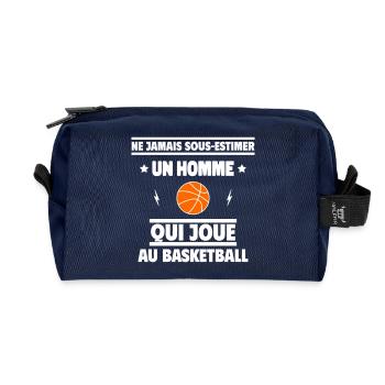 Ne jamais sous-estimer un homme qui joue au basket - Trousse de toilette en tissu recyclé - marine - Devant