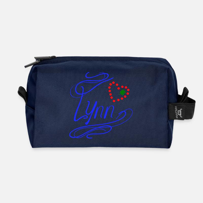 Lynn mit Herz und Kleeblatt - Recycelte Kulturtasche - Navy