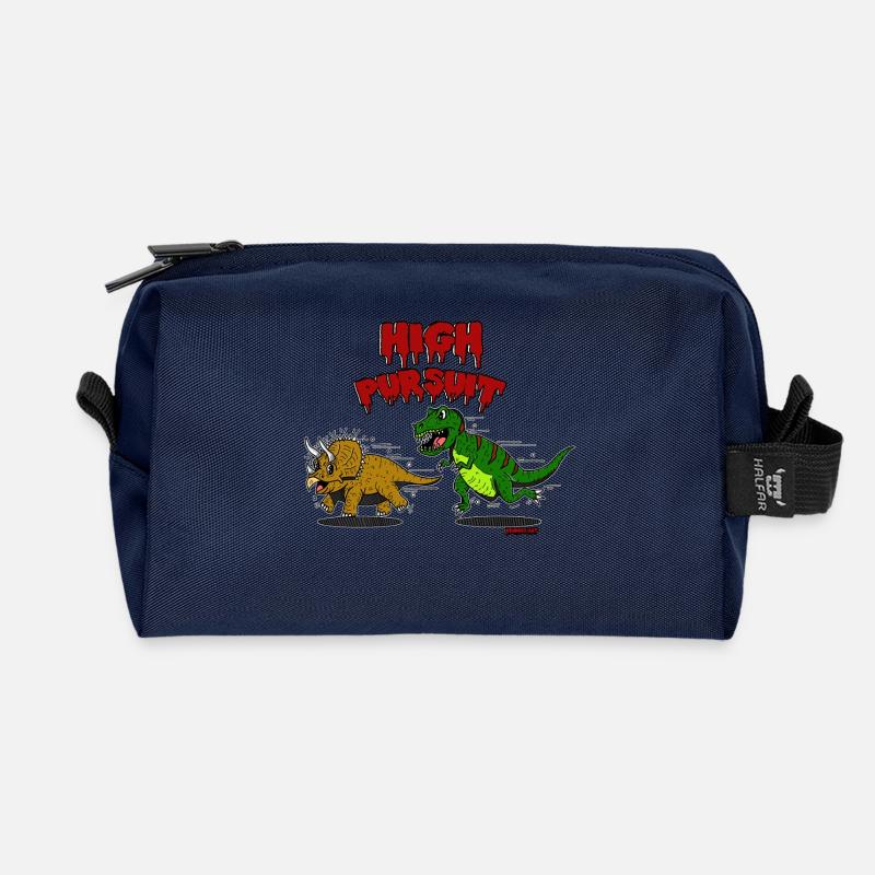 Cartoon-Dinos - Recycelte Kulturtasche - Navy