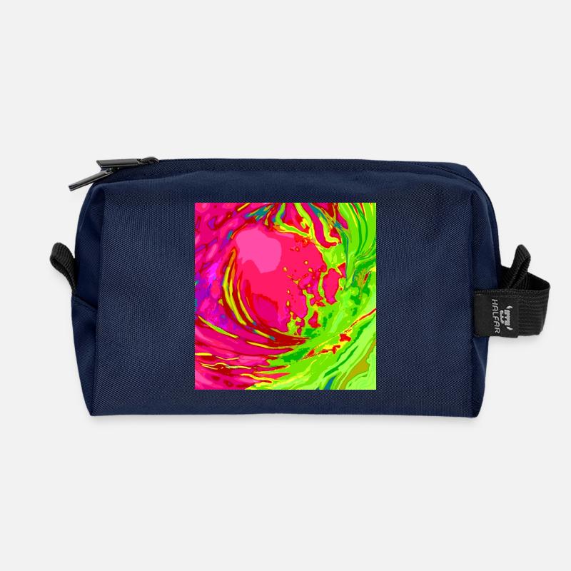 Neon Wirbel Farbenspiel - Recycelte Kulturtasche - Navy