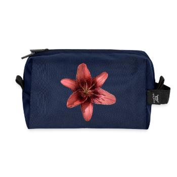 Design élégant de pétales de lys rose - Trousse de toilette en tissu recyclé - marine - Devant