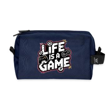 LIFE IS A GAME Pixel Graphic, Love Gaming - Trousse de toilette en tissu recyclé - marine - Devant