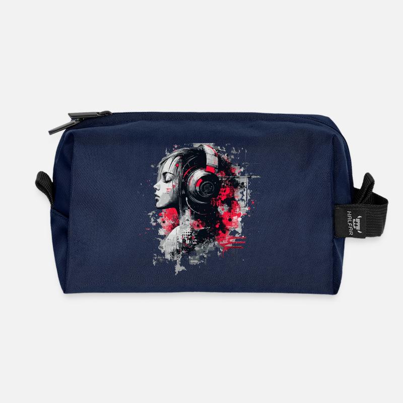 DJ Lady – Urban Art Kopfhörer  - Recycelte Kulturtasche - Navy